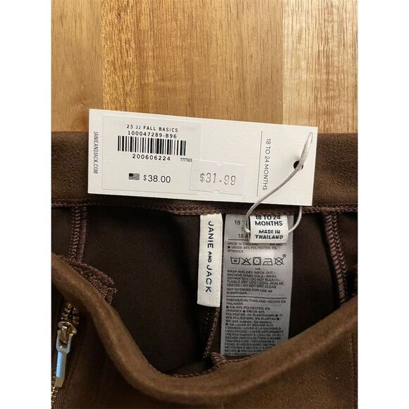 Janie and Jack Kids Brown Ultra Suede Pants Leggings Size 18-24m - Picture 3 of 4